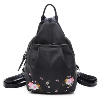 

National Style Embroidery Shoulder Bag Female Fashion Leisure Travel Dual-Use Small Backpack Embroidered Chest Bag Wild