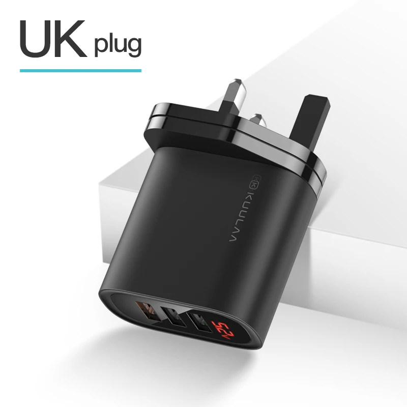 KUULAA USB зарядное устройство 30 Вт Быстрая зарядка 3,0 QC3.0 Быстрая зарядка мульти разъем зарядное устройство для мобильного телефона для iPhone samsung Xiaomi huawei - Тип штекера: UK Black