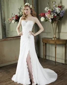 

lace applique chiffon trumpet Scalloped romantic 2018 ethereal open leg sexy sweetheart bridal gown Mother of the Bride Dresses