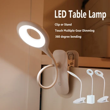 

Rechargeable Led Usb Desk Lamp Powerful with 18650 Battery Gooseneck Reading Table Lamp with Clip Touch Dimming Portable Lamps