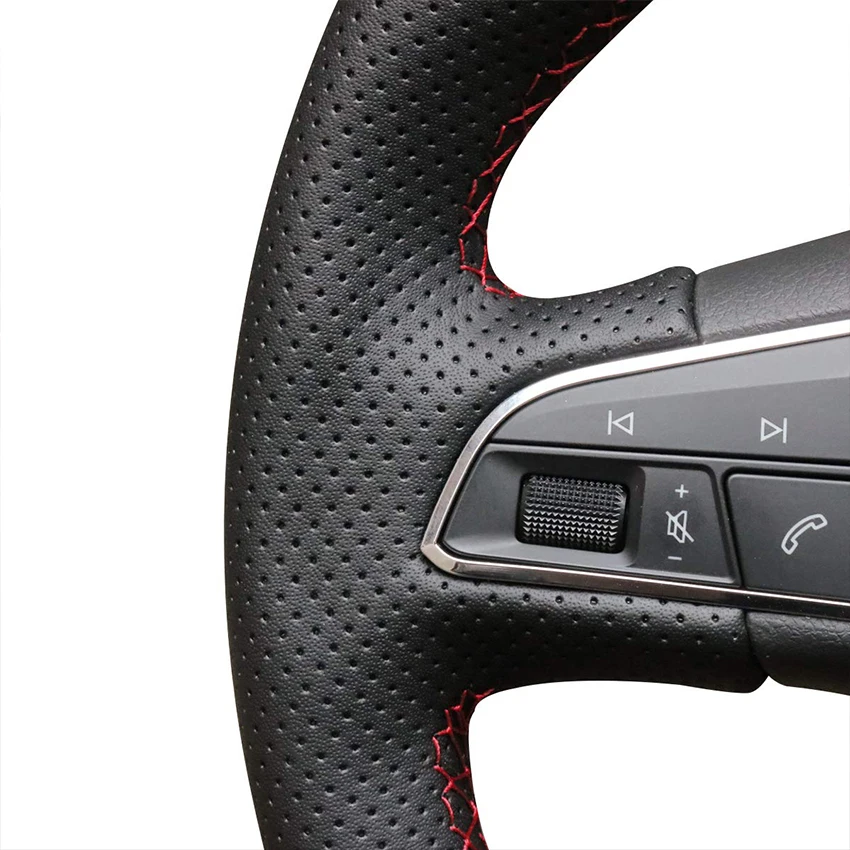 Черный чехол рулевого колеса автомобиля из искусственной кожи для Seat Leon Cupra R 2013- Leon ST Cupra 2013- Ateca Cupra