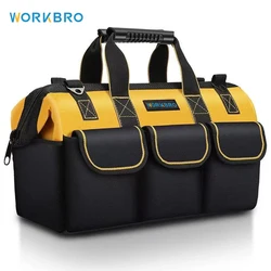 WORKBRO – sac à outils pour électricien Portable, multifonction, Double couche, épais, Oxford 1680D, étanche, boîte de rangement à bandoulière 