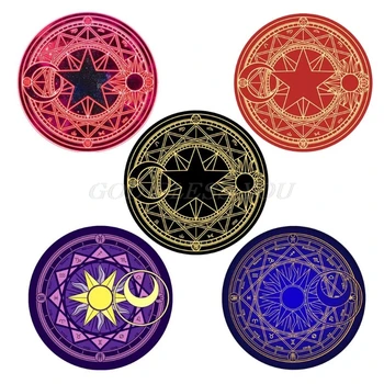 

Diameter 60cm Cartoon Rug Round Tarot Tablecloth Pentagram Sun Moon Divination