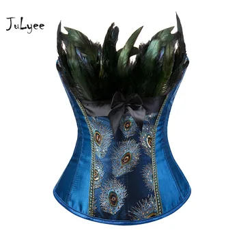 

JULYEE Women's Print Shapers Sexy Push Up Feathers Strapless Corset Back Bandage Body Shape Shapewear