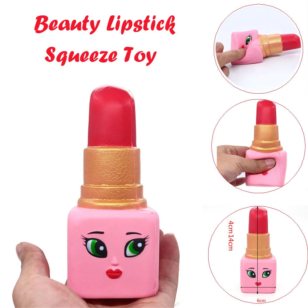 beauty Lipstick Slow Rising Squeeze Relieve Stress Toy Simulation cosmetic decompression Slow rebound toy #A