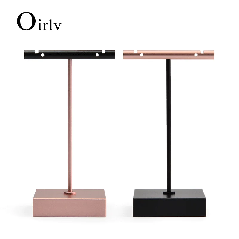 Oirlv Pure Metal T Rose Gold Shape Earring Display Stand Showcase Organizer Earring Tree