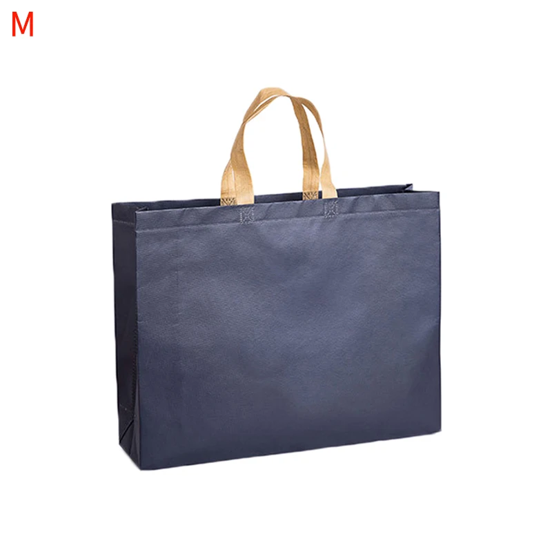 navy blue S/M/L Женская Складная сумка для покупок, одноцветная переносная Эко сумка, тканевая Нетканая сумка для покупок, тканевая сумка, многоразовая сумка, горячая распродажа - Цвет: navy blue
