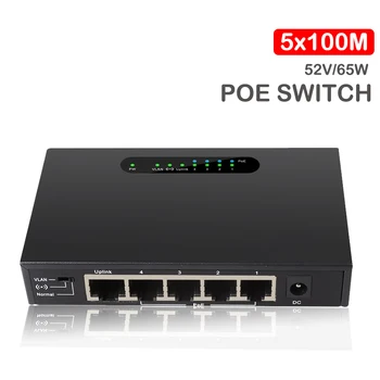 

4 POE Port + 1 Uplink POE Switch 5 Port Support Extend 250m 52V network switch IEEE 802.3 af/at MINI Adapter Ethernet Switch