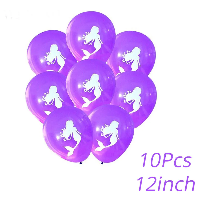 10pcs balloons С рисунком «маленькая русалочка» вечерние украшения Русалка баннер из воздушных шаров поставки Русалка сувениры для вечеринки ко дню рождения детская одежда на день рождения украшения для вечеринок - Цвет: 10pcs balloons