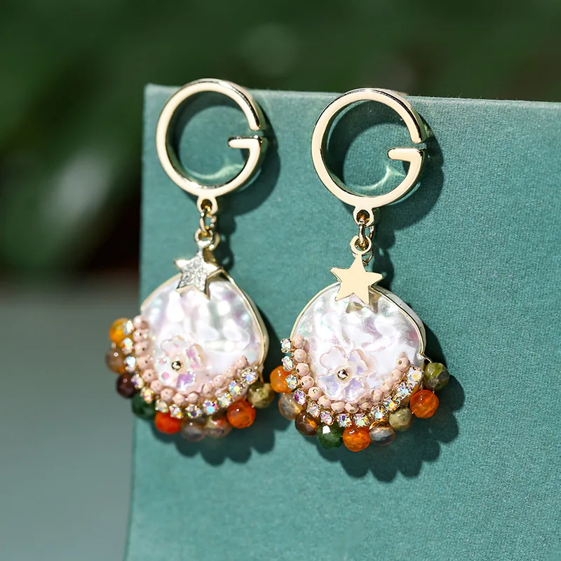 Женские серьги с жемчугом в стиле бохо искусственным S925 висячие эстетике новые