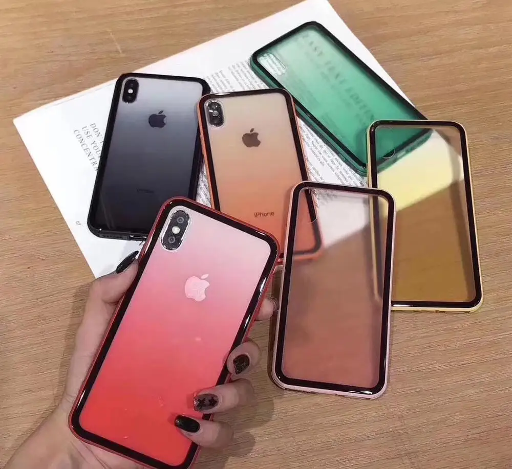 

Luxury Transparent Gradient Phone Case For iPhone 8 7 6 6s Plus X XR XSMax Soft Candy Color Clear Back Cover Funda Capa