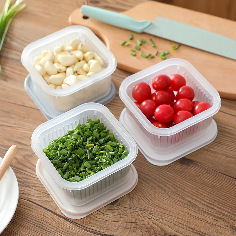

Plastic Green Onion Fresh Storage Box Portable Fruit Storage Box Kitchen Drain Ginger Garlic Storage Box Make Up Organizer