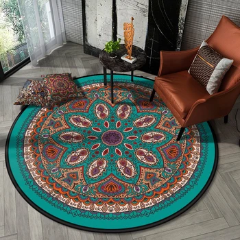 

Morocco Style Round Carpet For Living Room Modern Mandala Flower Series Floor Mat Bedroom Sofa Computer Chair Non-Slip Area Rugs