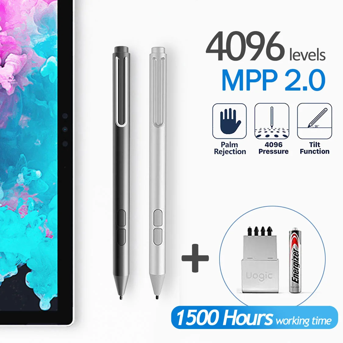 

Uogic Pen Pencil 4096 Pressure Sensitivity Palm Rejection Stylus for Surface Pro 8 7 6 5 X Laptop/Book/Go/Studio Surface Asus HP