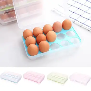 

15 Grids Convenient Egg Cases Food Storage Box Kitchen Refrigerator Anti-Collision Tray Container Kitchen Accessories