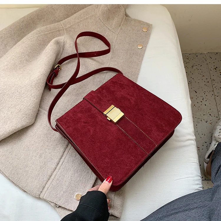 Vintage suede lady crossbody bag winter Fashion New velvet Women's Designer Handbag Casual Shoulder Messenger Bag