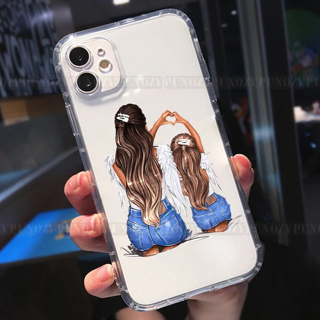 Cute girl Super MoM Baby Phone Case For iPhone 12 PRO 13 pro max XR 11 PRO MAX 8 7 6 plus XS MAX Father's Day Love Soft TPU Case w2057