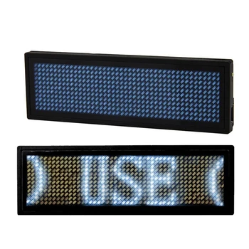 

2x Programmable LED Digital Scrolling Message Name Tag Id Badge(11X44 Pixels) (White&Blue)
