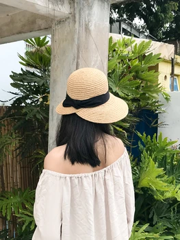 

High Quality Summer New Ladies Raffia Sun Hat Foldable Sun Hat With Wide Brim Beach Hat Straw Hat Women Beach UV Protection Hat