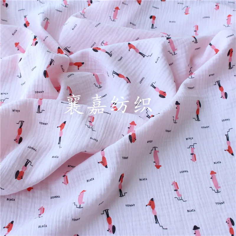 Хлопок креп мультфильм пузырь пряжа младенческой двойной марлевые ткань пижамы ткань