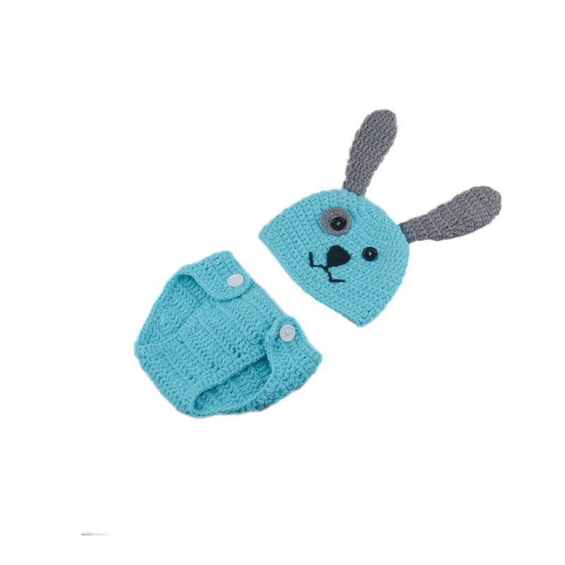 Cute Owls Puppy Dog Frogs Clothes Newborn Photography Props Baby Infant Hat Shorts Crochet Knitted Clothing Set Photo Accessories (12)