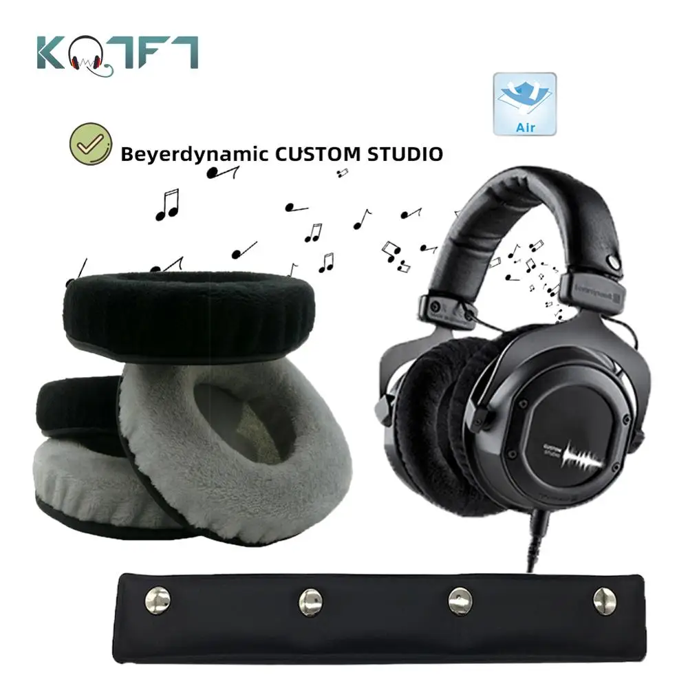 

KQTFT Velvet Replacement EarPads Headband for Beyerdynamic CUSTOM STUDIO Headset Universal Bumper Earmuff Cover Cushion