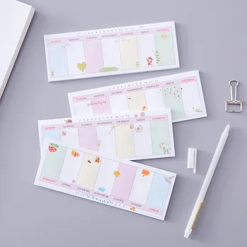 

Kawaii weekly planner Schedule Girl Mini Memo Pad Sticky Notes Bookmark School Office Supply Escolar Papelaria