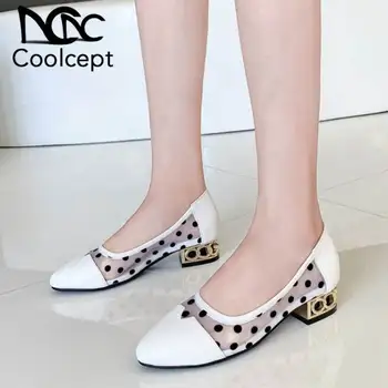 

Coolcept Women Pumps Mixed Color Shoes Women Square Heel Glove Work Fashion Casual Office Lady Soft Female Footwear Size 33-43