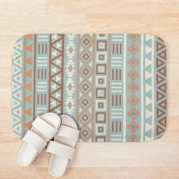 

Aztec Influence II Pattern Terracottas Cream Blue Bath Mat 3d Pattern Print Bath Mats Anti Slip Soft Washable Bathroom Mat