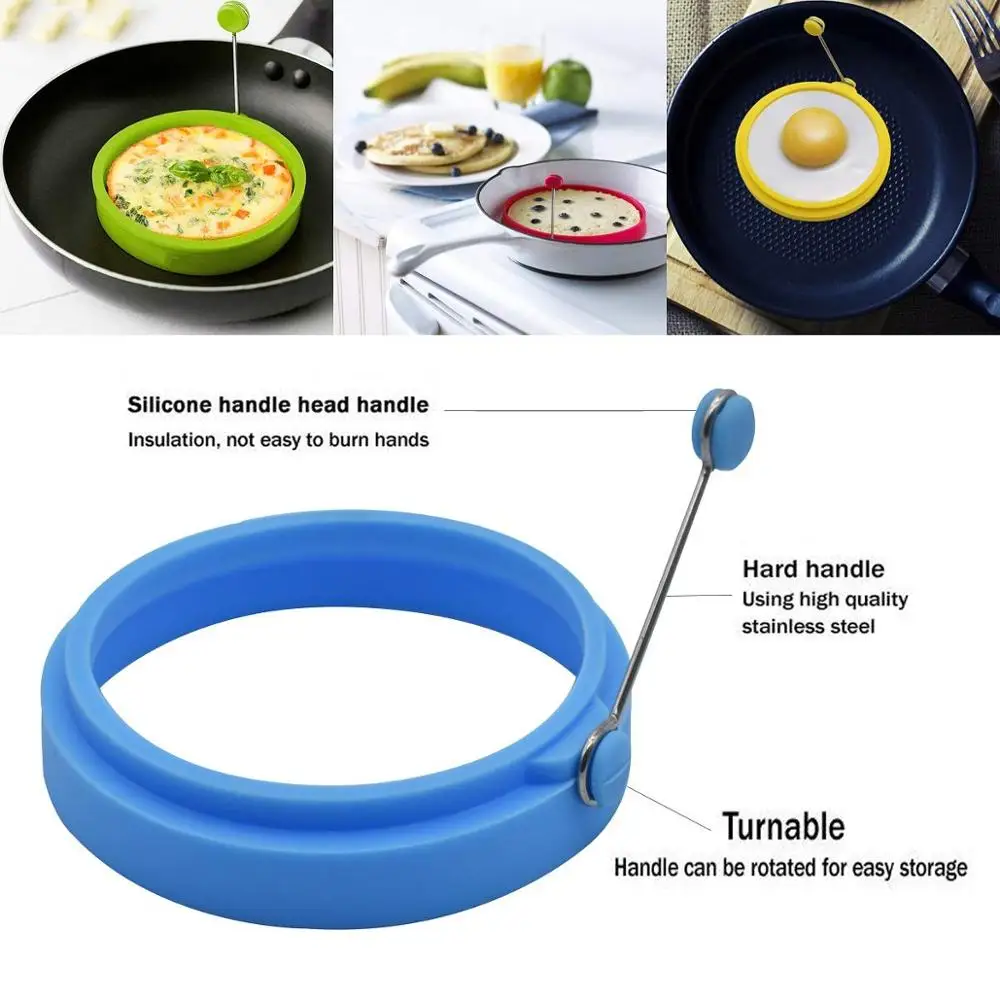 Silicone Egg Ring- Pancake Breakfast Sandwiches - Benedict Eggs - Omelets  and More Nonstick Mold Ring Round (4-pack)