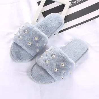

2020 Autumn Winter Latest Style Woman Simple Home Slippers Women's slipper Warm fur shoes Plush Slippers Indoor