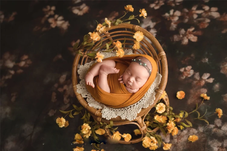 Newborn Photo Shoot Posing Bed Rattan Basket Baby Photography Props Handmade Vintage Chair For Boys Girls Fotografia Acessorio