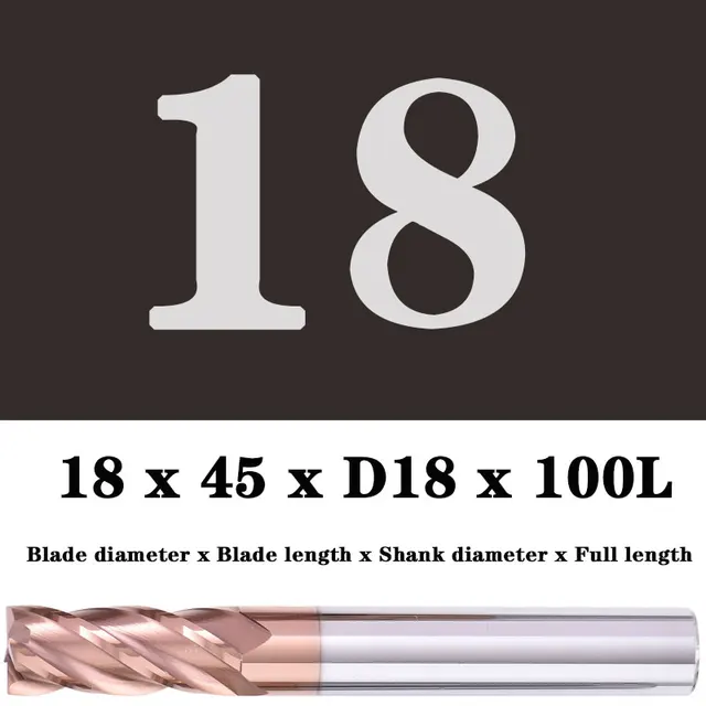 Milling Cutter Alloy Coating Tungsten Steel Tool Maching Hrc55 Endmill Milling Cutter Kit Milling Machine Tools cnc Router Bits 18x45XD18X100L