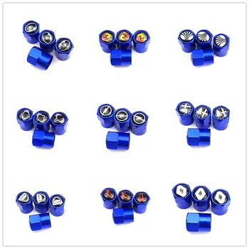 

100pcs blue Aluminum Wheel Tire Valve Caps for AUDI bmw VW Mercedes benz amg mazda hyundai skoda ford TOYOTA mitsubishi mustang