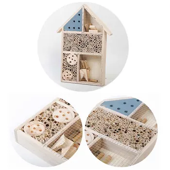 

Hotel Shelter Home Multifunction Outdoor Garden Wooden Beekeeping Tools Insect Box Wall Mount Tree Hanging Bee House Feeding