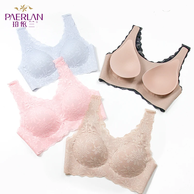 

Floral Wire Free Sexy Push Up Seamless Thin Women's Underwear Sexy Comfortable Sports Vest Sleep Full Cup Bra Sexy Push Up Bra