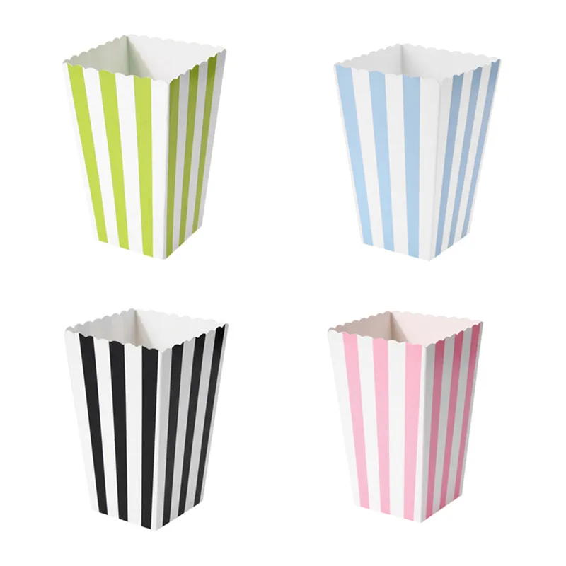 

12pcs Dot Stripe Wave Paper Popcorn Box Birthday Party Supplies Candy Box Baby Shower Wedding Decoration Boxes Festival Gift