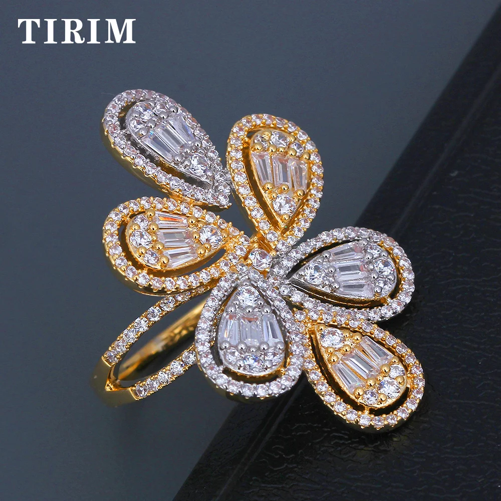 TIRIM, женские кольца, багет и Трапеция, CZ, в форме сердца, листья, Ближний Восток и восток, женские роскошные свадебные украшения