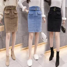 Новинка зимы, однотонные, плотные, прямые, сексуальные, вельветовые, тянущиеся, высокая талия, юбки для женщин, faldas saia vadim jupe femme, шерстяная длинная юбка