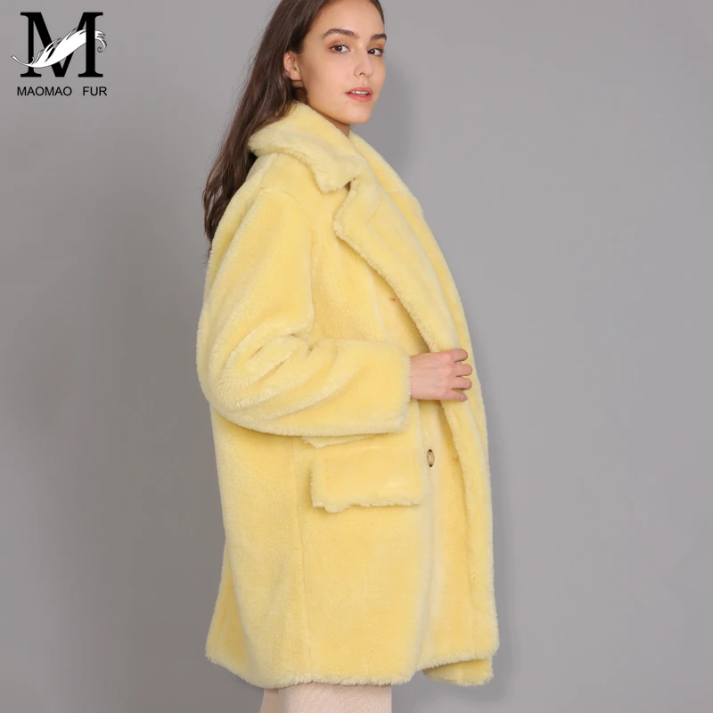 Пальто MAOMAOFUR женское из натуральной овечьей шерсти теплая Модная Верхняя одежда
