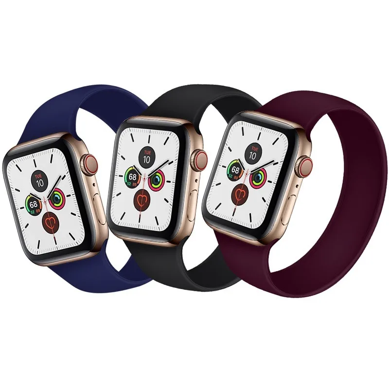 Силиконовый ремешок для наручных часов Apple Watch версии 44 мм 42 40 38 версия эластичная