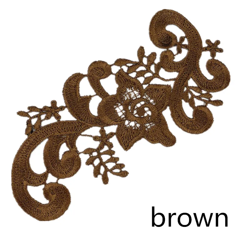 Brown Zsbszc 10 шт. Вышивка Аппликация Свадебное кружево Аппликация Цветочный декор Мотив отделка Стильный DIY патч, аксессуары ткань патч DA65 - Цвет: Brown