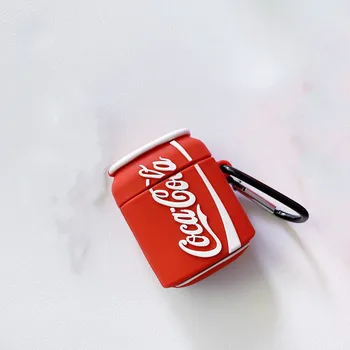 

Drink bottle/Coke Soft Silicone Earphone Protective Case Cover For AirPods 1/2 Wireless Bluetooth Headset Case + Keychain