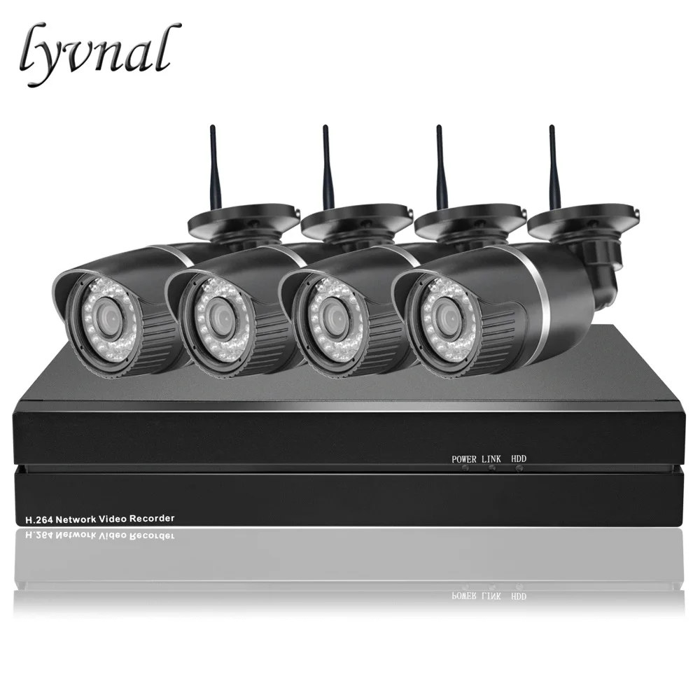 LYVNAL h.265 5mp 8ch nvr комплект sony 1080p Пуля Беспроводная ip-камера wifi система 2mp p2p Onvif камера видеонаблюдения 4ch wi-fi-комплект - Цвет: Черный