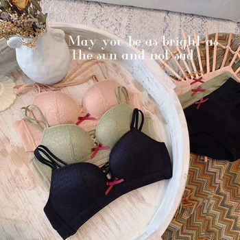 

Bra Set For Women Underwear set Push Up one-piece green Seamless Lingerie Suits Wireless Bra And Panty Set girls Intimates