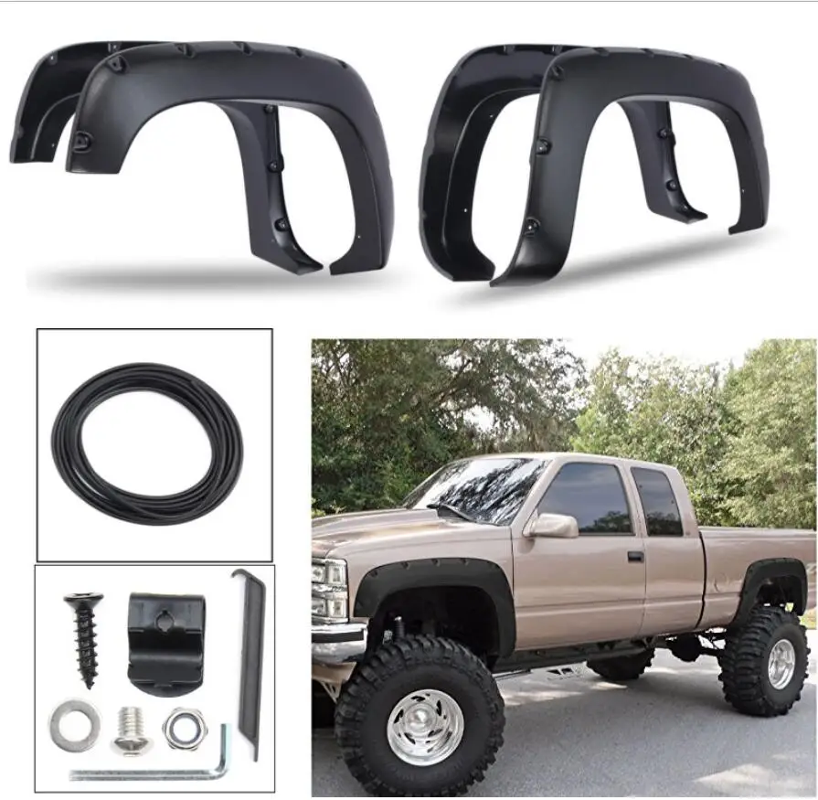 

4pcs Front/Rear for Fender Flares Complete Set Wheel Arch Matte For Chevy 1500 Pic kup 88-98 ect