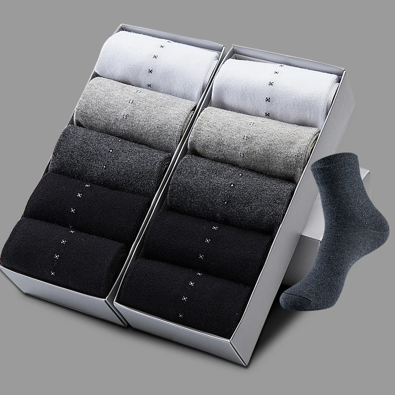 

10 Pairs Crew Mens Socks Men Pack Cotton High quality Socks Business Casual Black Male White Breathable 39-45 Gift For Men