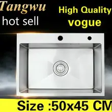 Квартира маленькая кухонная ручная раковина одинарная мойка vogue стандарт 304 нержавеющая сталь Горячая 50x45 см