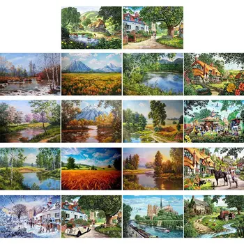 

Landscape House DIY 5D Full Drill Diamond Painting Embroidery Cross Stitch Kits Rhinestone Crystal Home Decoration Craft