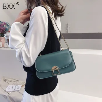 

[BXX] Solid Color PU Leather Crossbody Bags For Women 2020 Spring Mini Shoulder Messenger Bag Simple Ladies Travel Handbag HK764